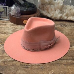 New Teressa Foglia Pink 100x Beaver Flat Felt Hat 7 1/8 57 Kemosabe Nick Fouquet